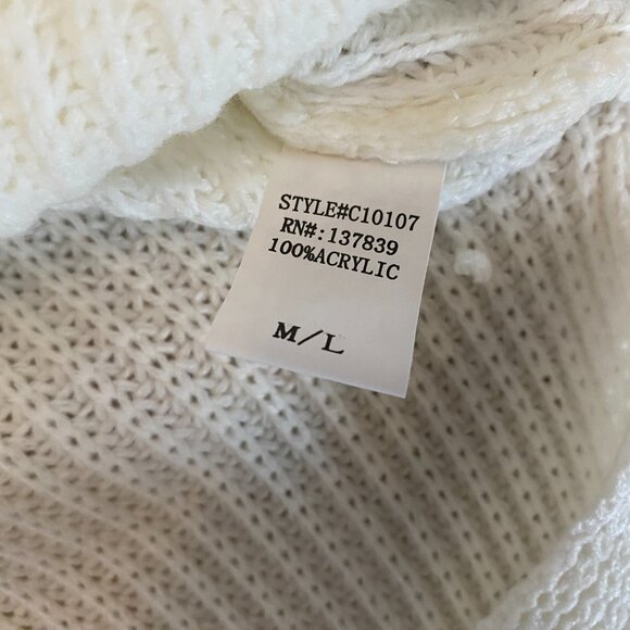 Pink Lily White Sweater w Pastel Rainbow Stripes Size M/L - Picture 9 of 9